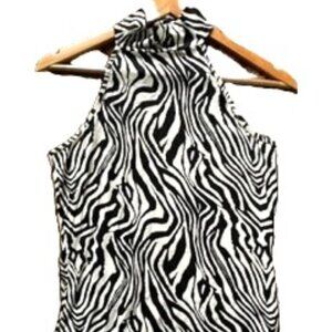 NWT Cliche' Black and White Zebra Pattern Halter Blouse Size Small